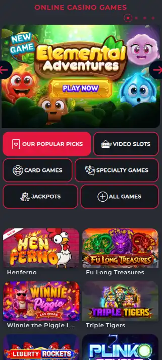 A Big Candy website open in a mobile browser